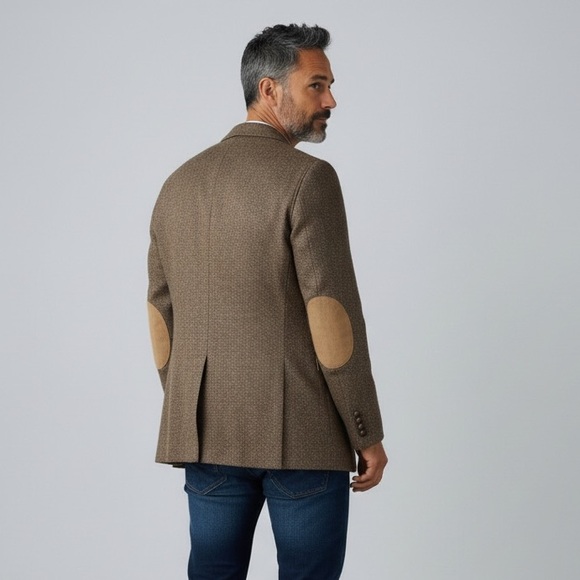 Austin Reed Other - Austin Reed Men's Brown academia tweed Blazer suede elbow patches USA Sz 44R